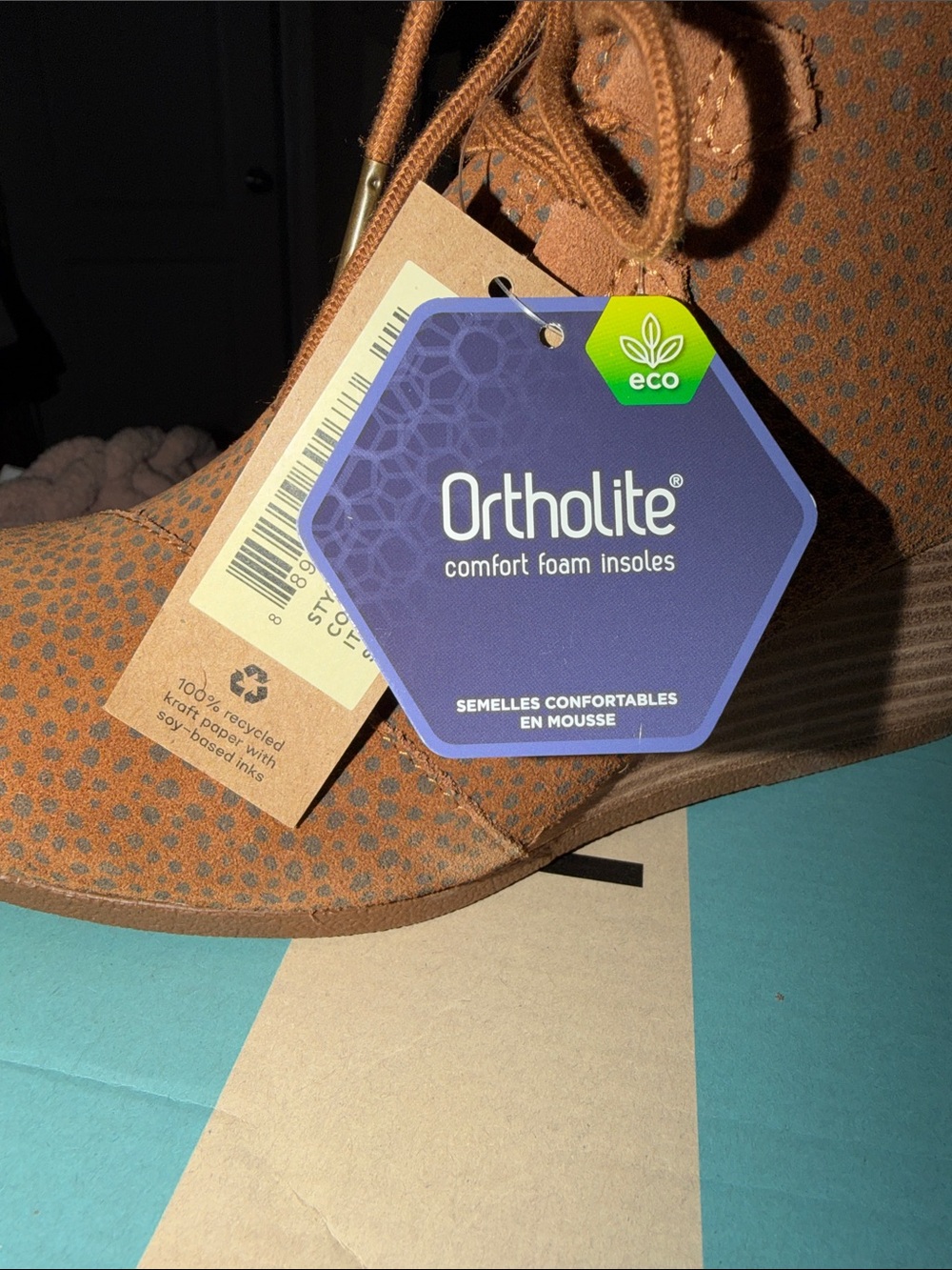 NWT TOMS Tan Cheetah Suede Wedge Ortholite Ankle Booties 7.5 InBox - Picture 5 of 8